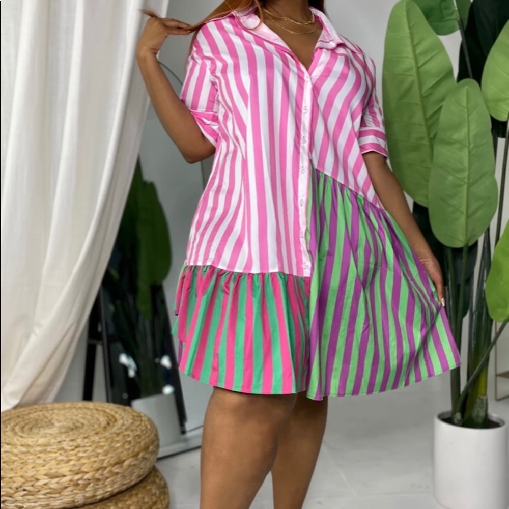 Super cute plus size pinstripe baby doll dress😍